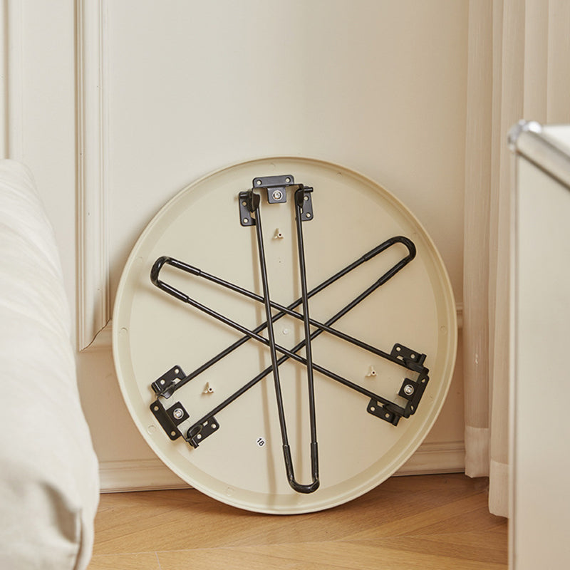 Table basse moderne minimaliste ronde en acier au carbone PP pliable pour salon 