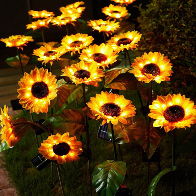 Lumière de jardin extérieure pour pelouse avec prise de terre à LED en acier inoxydable ABS sérigraphie tournesol créative contemporaine 