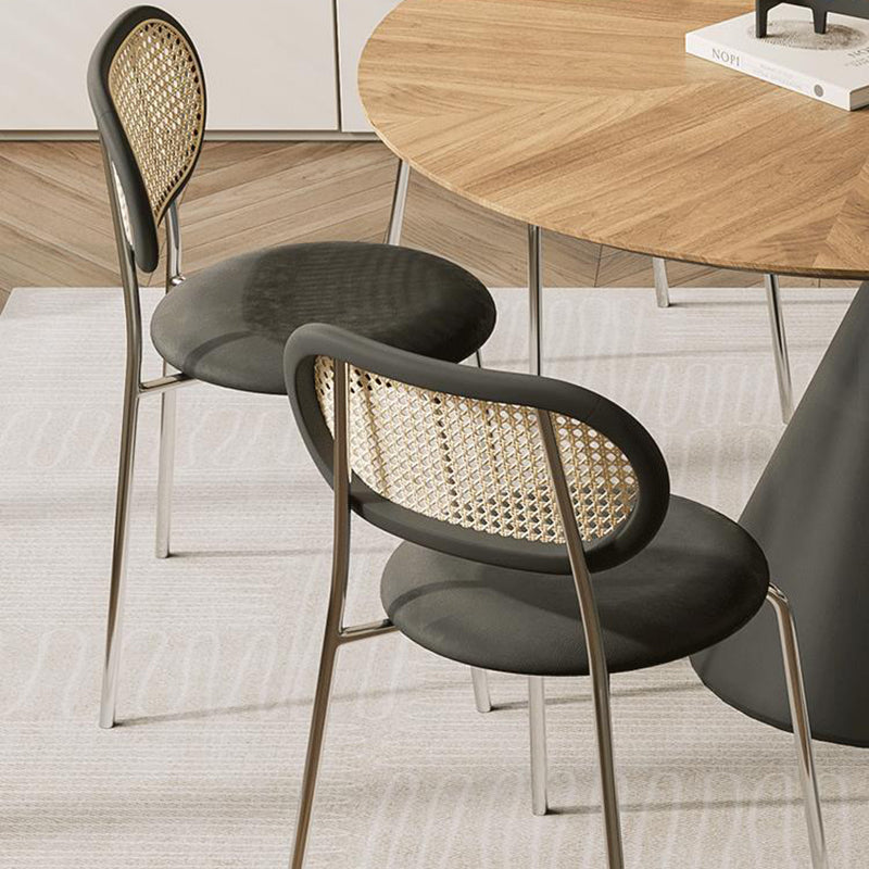 Mesa de comedor contemporánea retro redonda cónica de nogal y acero al carbono para 2 asientos 