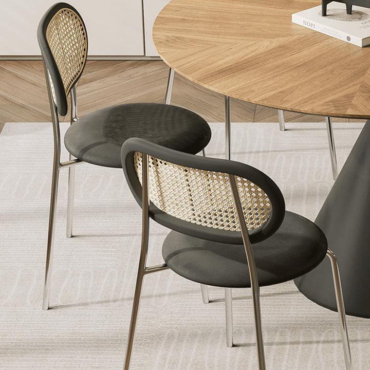 Mesa de comedor contemporánea retro redonda cónica de nogal y acero al carbono para 2 asientos 