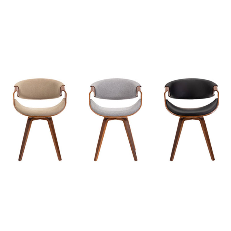 Silla de comedor contemporánea de lujo Arc, de madera contrachapada tapizada en algodón, lino y piel sintética, con respaldo y reposabrazos, para comedor 