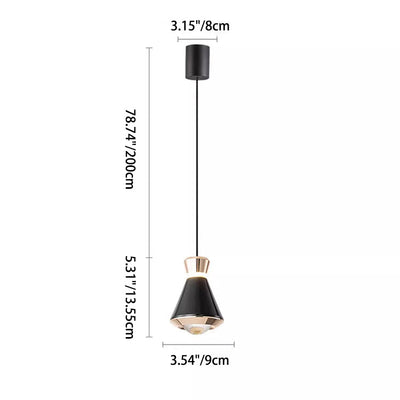 Zeitgenössische nordische konische Aluminium-Acryl-LED-Pendelleuchte für Wohnzimmer 