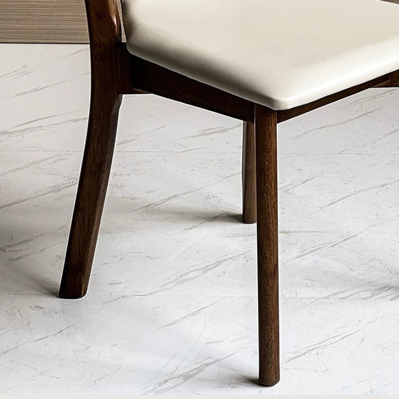 Chaise de salle à manger rectangulaire traditionnelle en bois massif avec dossier en cuir pour salle à manger 