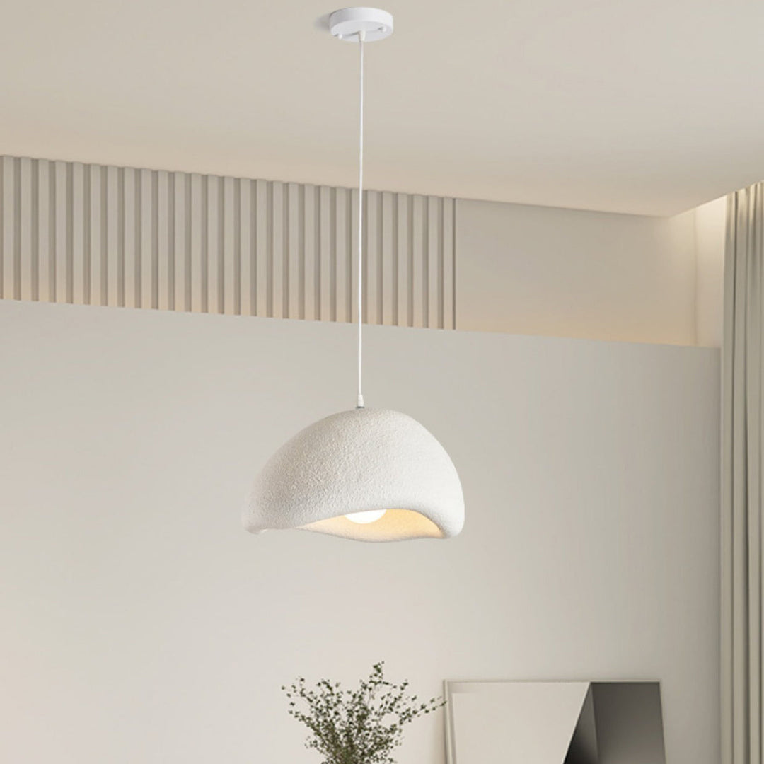 Suspension lumineuse 1 lumière avec texture de pierre simulée en résine japonaise traditionnelle pour salon 