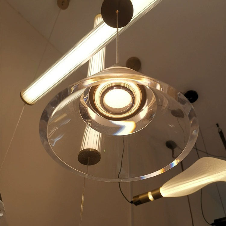 Moderne minimalistische gerade Eisenglas LED Pendelleuchte für Wohnzimmer 