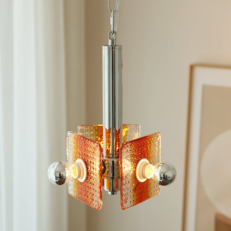 Moderne Mid-Century Dreieck Quadrat Hardware Glas 3-Licht Pendelleuchte für Wohnzimmer 