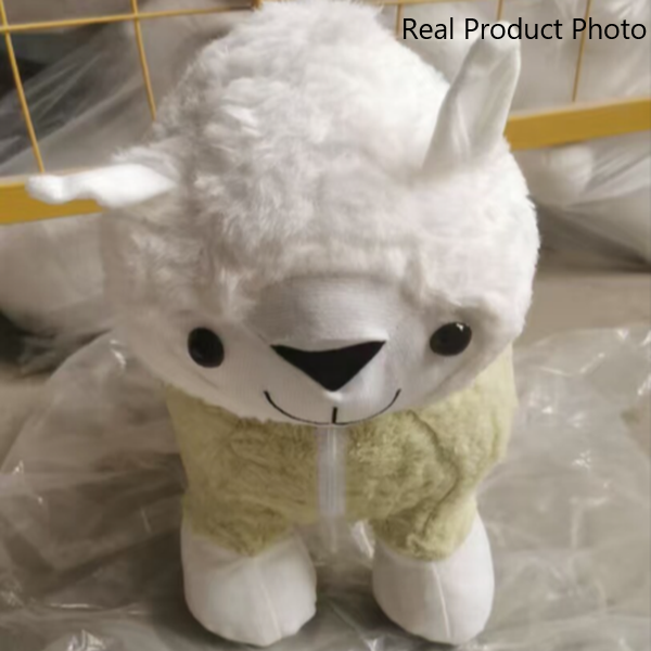 Moderner kreativer Fußhocker mit Rückenlehne im Alpaka-Design aus Teddyfleece für das Wohnzimmer 