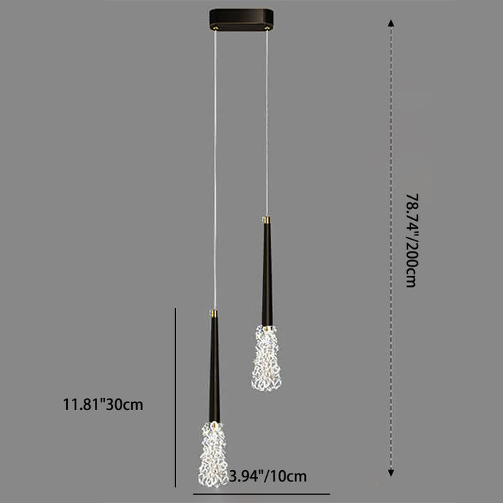 Moderne Kupfer-Klarglas-Tapered 1/2 Licht Pendelleuchte 