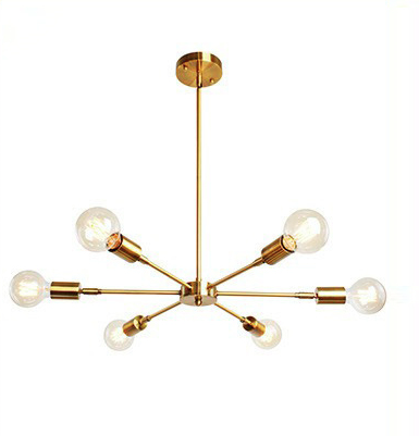 Lustre Moderne Minimaliste Rond en Fer à 6 Lumières pour Salon 