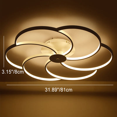 Lumière de plafond LED à montage affleurant avec abat-jour en bande de silicone en forme de pétale en aluminium de simplicité contemporaine pour le salon 