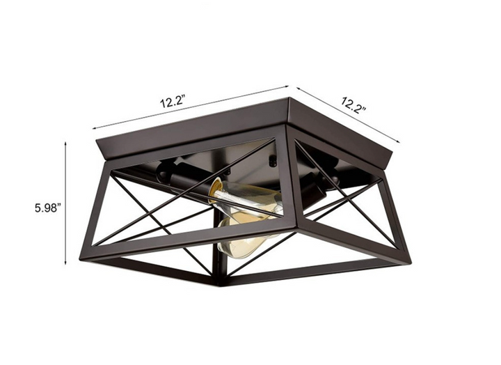 Industrial Wrought Iron 2-Light Rotatable Flush Mount Lighting