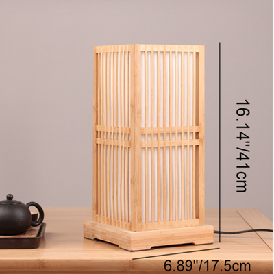 Quadratische Tischlampen aus Holz im japanischen Stil mit 1 Leuchte 