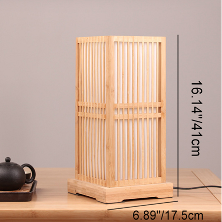 Japanese Style Wooden 1-Light Square Shaped Table Lamps