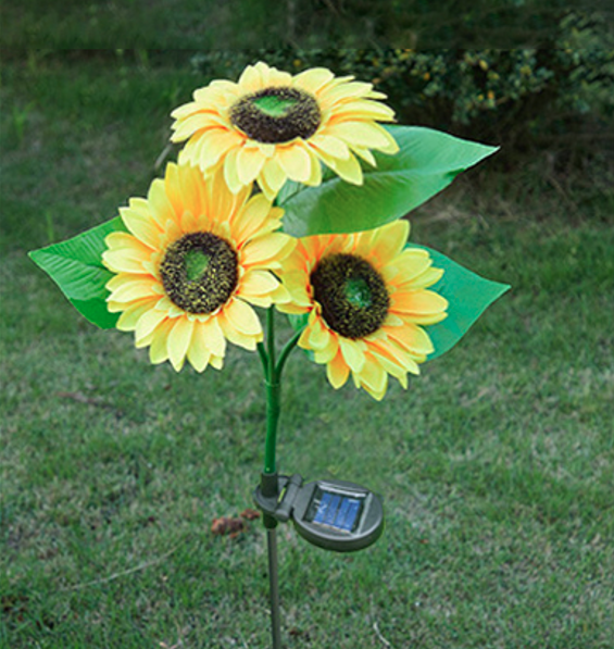 Lumière de jardin extérieure pour pelouse avec prise de terre à LED en acier inoxydable ABS sérigraphie tournesol créative contemporaine 