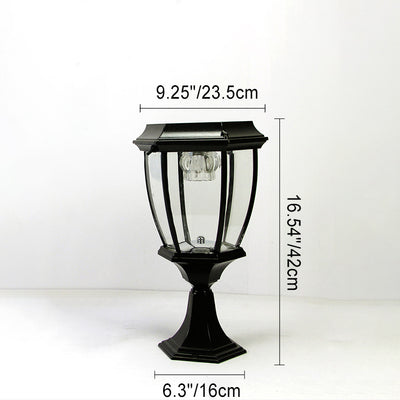 Traditional European Solar Waterproof Flat Top Hexagonal Post Lamp LED Lawn Landscape Light For Outdoor Patio