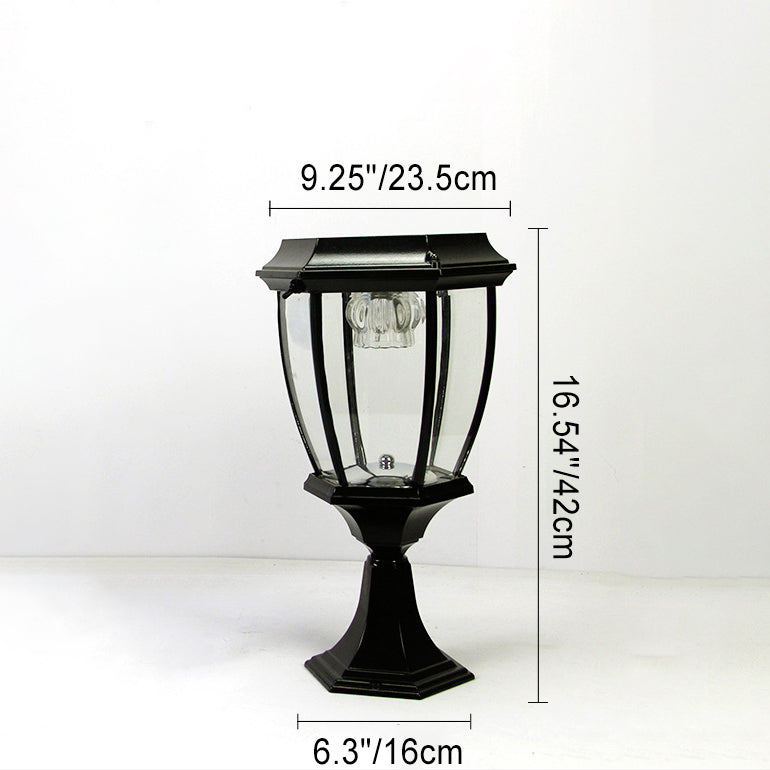 Lámpara de Poste Hexagonal de Techo Plano Impermeable Solar Tradicional Europea LED para Jardín Paisajístico al Aire Libre 