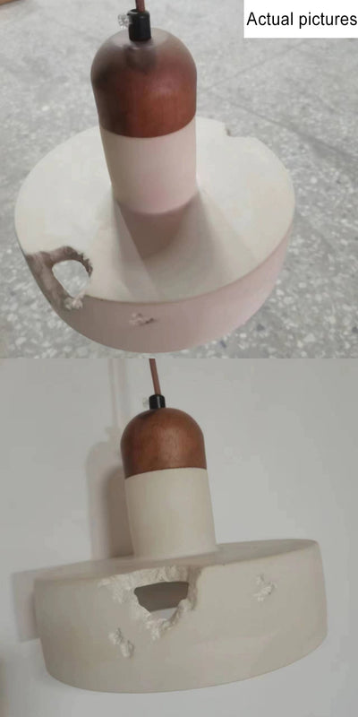 Applique murale 1 lumière en bois massif japonais Wabi-Sabi et ciment rond 