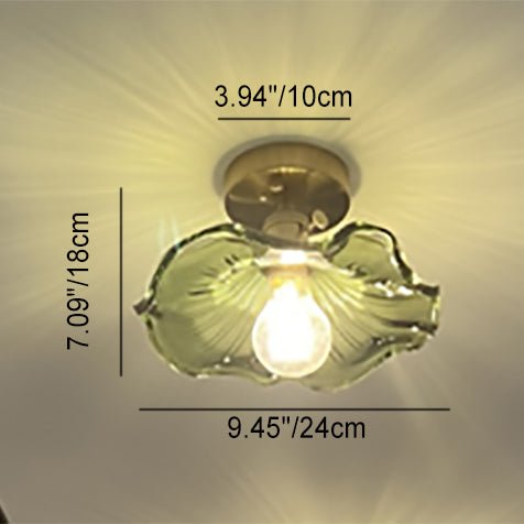 Lustre semi-encastré moderne Art Déco en cuivre ondulé avec verre et 1 ampoule pour salon 