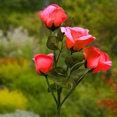 Lumière de paysage LED en acier inoxydable ABS rose étanche solaire créative contemporaine pour jardin 