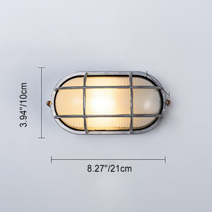 Zeitgenössische industrielle Aluminiumglas-runde ovale 1-Licht-Wandleuchterlampe für den Flur 