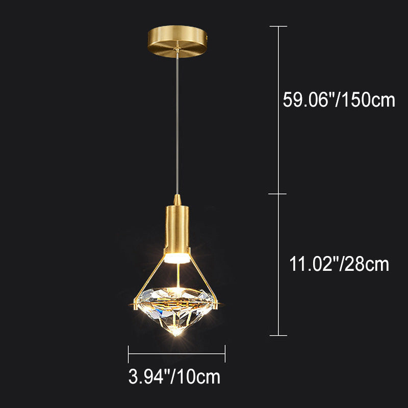 Moderne Diamant-Kristall-1-Licht-LED-Pendelleuchte 