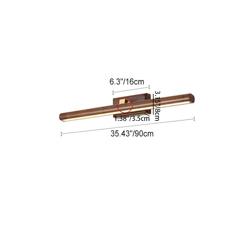 Nordic Minimalist Beechwood Copper Cylinder LED Bathroom Vanity Mirror Front Wall Sconce Lamp For Living Room &amp; Bathroom