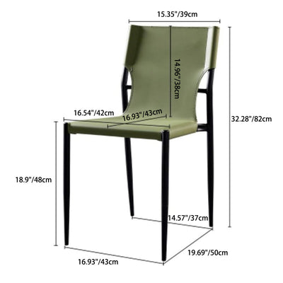 Silla de comedor apilable con respaldo de cuero nórdico contemporáneo y acero al carbono para comedor 
