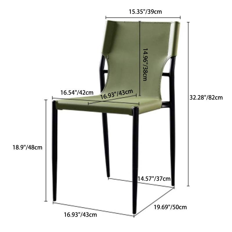 Silla de comedor apilable con respaldo de cuero nórdico contemporáneo y acero al carbono para comedor 