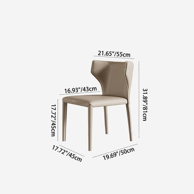 Moderna Minimalista Cuadrada Silla de Comedor de Cuero con Marco de Acero al Carbono Respaldo de Ala Sin Brazos Para Comedor 