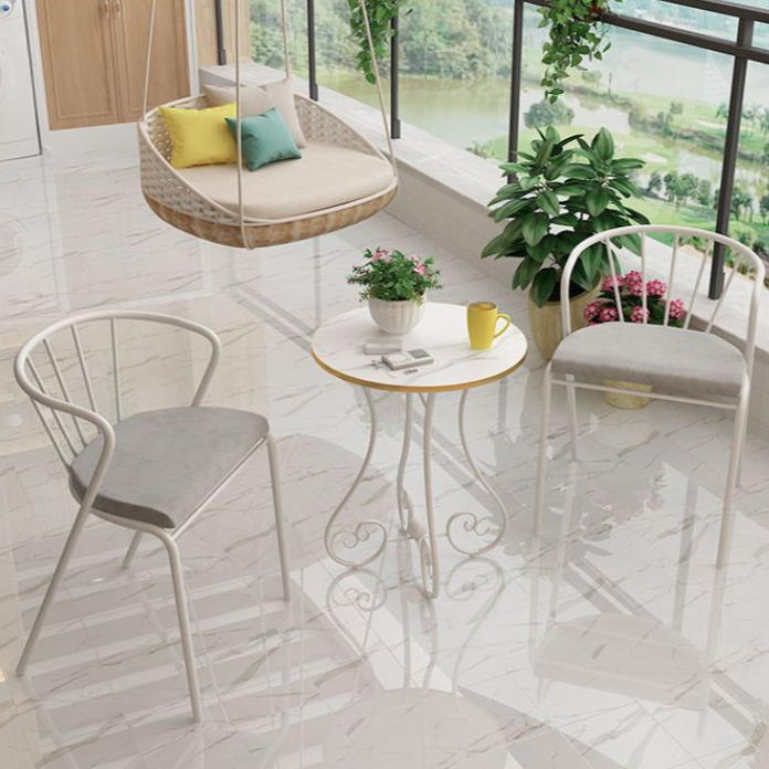 Contemporary Nordic Round Heart Base MDF Metal Coffee Table For Living Room