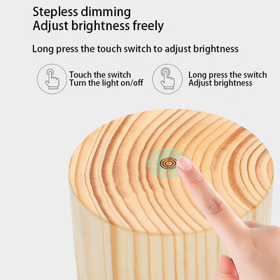 Lámpara de Mesa Táctil LED de Madera Creativa 