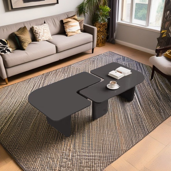Mesa de Centro Cuadrada Rectangular Minimalista Moderna de Tablero de Fibra de Densidad Media Combinable para Sala de Estar 