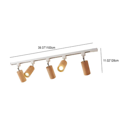 Nordic Wooden Track Lighting 1/5- Light LED Flush Mount Ceiling Light