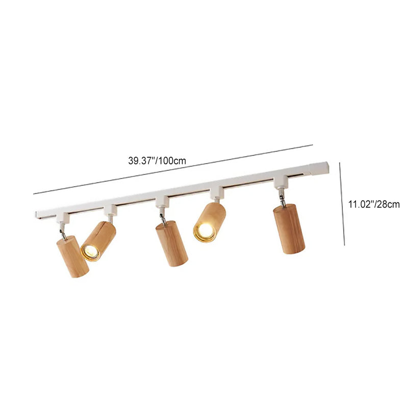Nordic Wooden Track Lighting 1/5- Light LED Flush Mount Ceiling Light