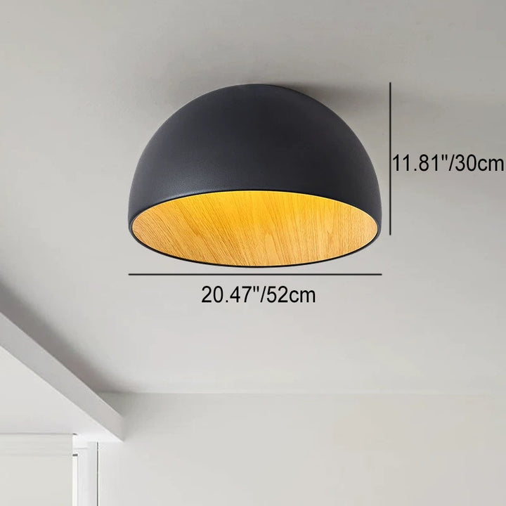 ضوء سقف مثبت بمصباح LED حديدي بوعاء خشبي بسيط 