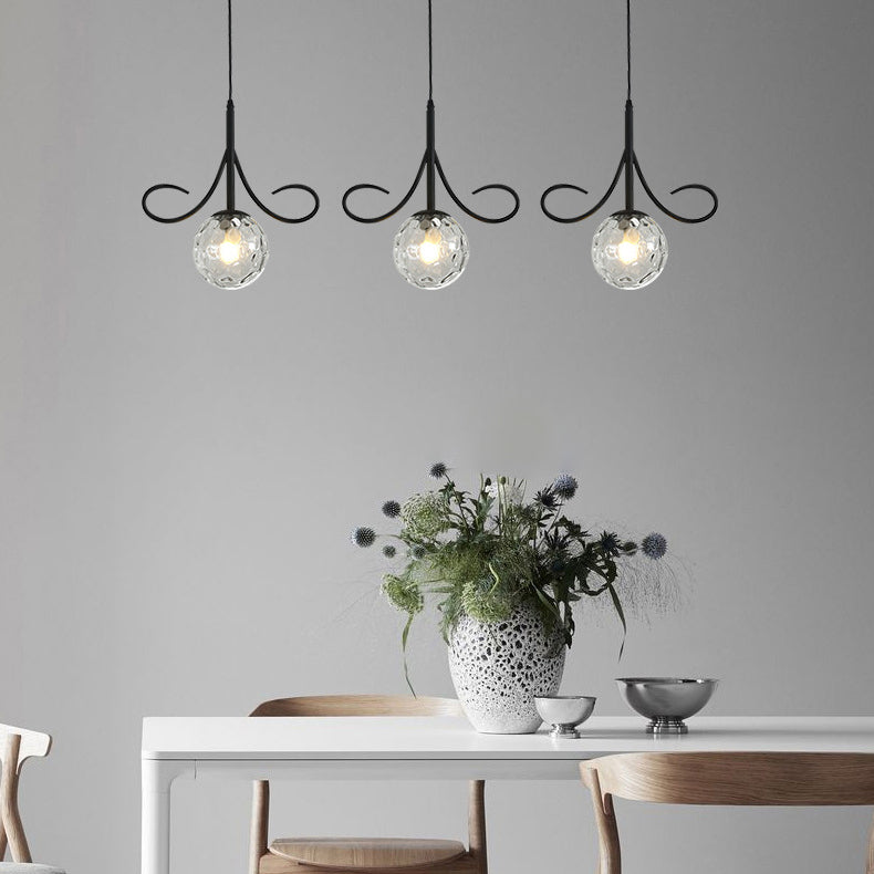 Suspension lumineuse à 1 ampoule en verre et fer avec barbe nordique contemporaine pour chambre 