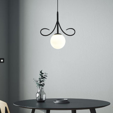 Suspension lumineuse à 1 ampoule en verre et fer avec barbe nordique contemporaine pour chambre 