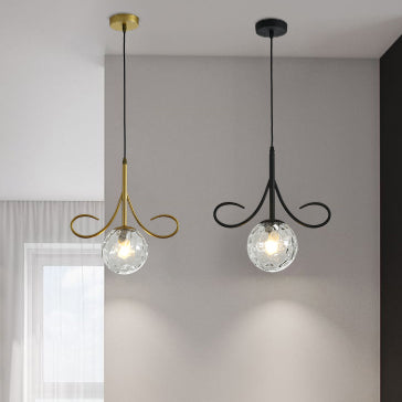 Suspension lumineuse à 1 ampoule en verre et fer avec barbe nordique contemporaine pour chambre 