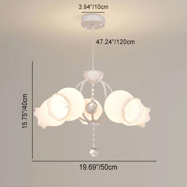 Modern Art Deco Crystal Glass Flower Shade 3/5-Light Chandelier For Living Room