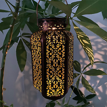 Lanterne hexagonale solaire étanche Art déco moderne en fer avec LED pour jardin 