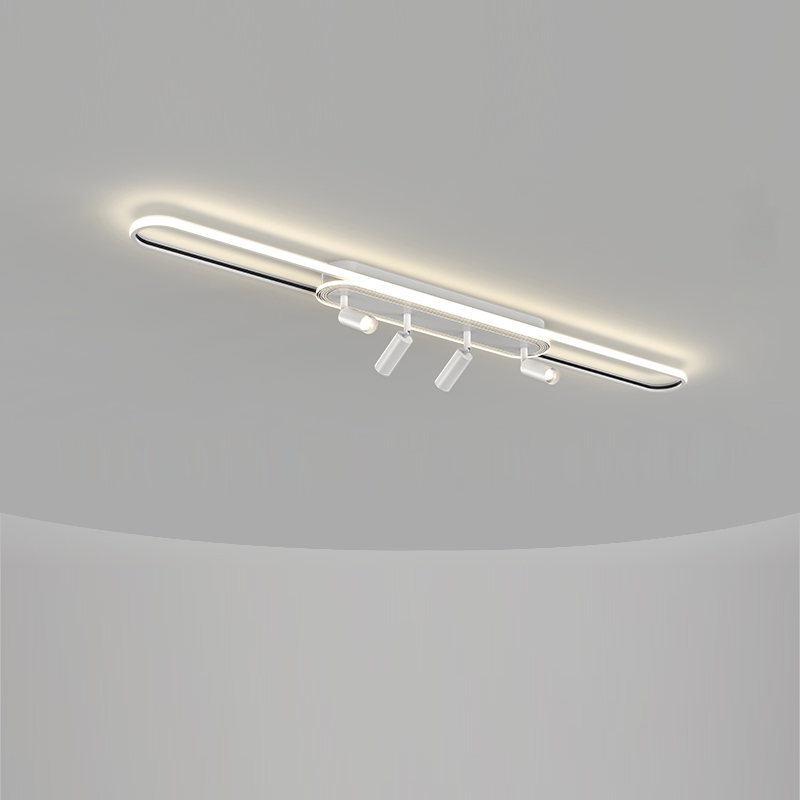 Lumière de plafond à montage affleurant à LED à bande elliptique en fer, aluminium, acrylique et silice de simplicité moderne pour salle à manger 