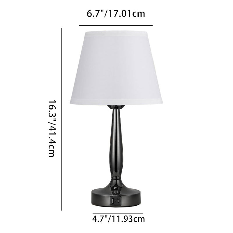 Zeitgenössische skandinavische USB-Metallgewebezylinder 1-Licht-Tischlampe für das Bett 