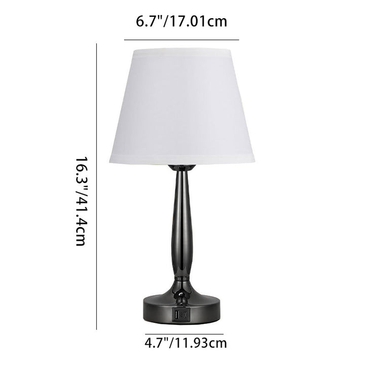 Zeitgenössische skandinavische USB-Metallgewebezylinder 1-Licht-Tischlampe für das Bett 
