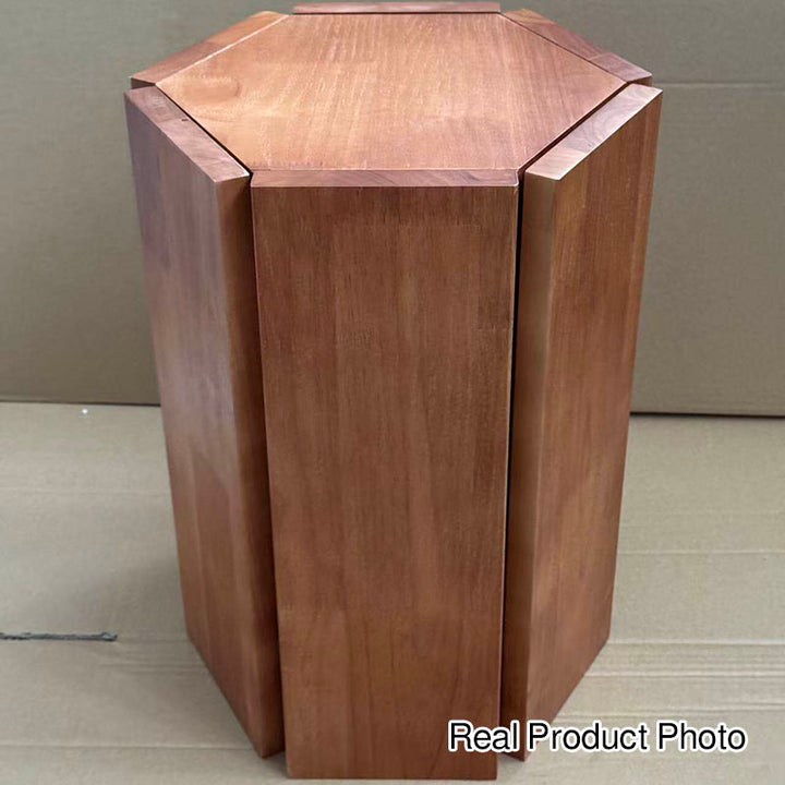 Simplicité Moderne Tabouret Bas Hexagonal en Bois Massif en Forme de Nid d&