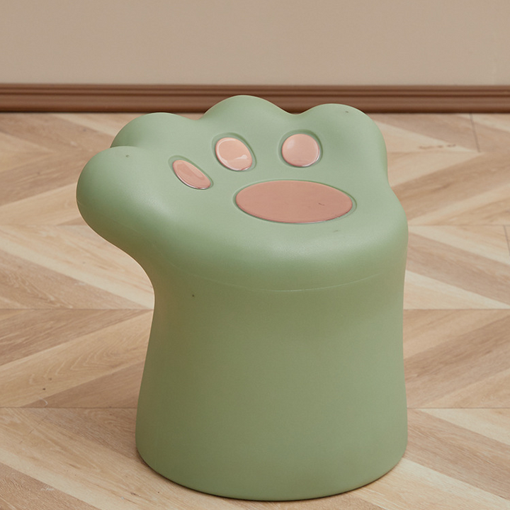 Contemporary Nordic Cylindrical Cat Paw Shape PE Side Table Low Stool Chair For Living Room