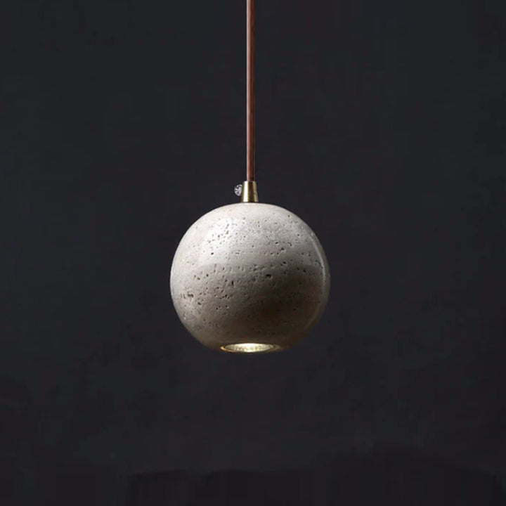 Industrial Creative Round Ball Cone Yellow Travertine 1-Light Pendant Light