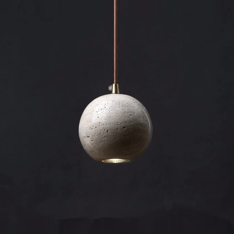 Industrial Creative Round Ball Cone Yellow Travertine 1-Light Pendant Light
