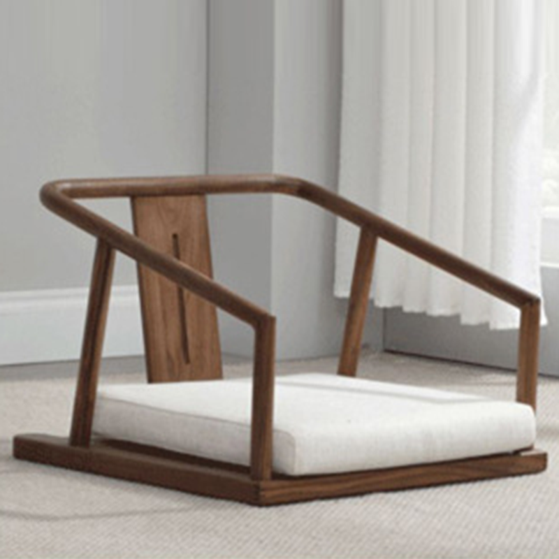 Traditional Japanese Ash Wood Rectangular Low Coffee Table & Chair Set For Living Room