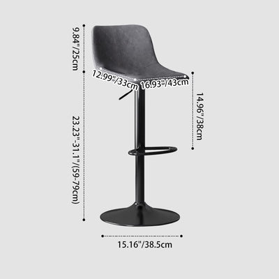 Zeitgenössischer Luxus geschwungener Leder höhenverstellbarer Drehbarhocker mit Rückenlehne und Fußstütze für Esszimmer 
