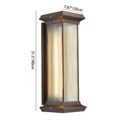 Applique Murale Extérieure Moderne Minimaliste Étanche Rectangle en Aluminium Verre 1/2 Lumière Pour Jardin 